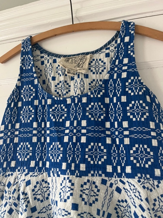 Ace & Jig Tops - Ace & Jig Blue and White Geometric Sleeveless Blouse